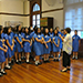 Students joining the school guided visit to the Court of Final Appeal tour around the Exhibition Gallery