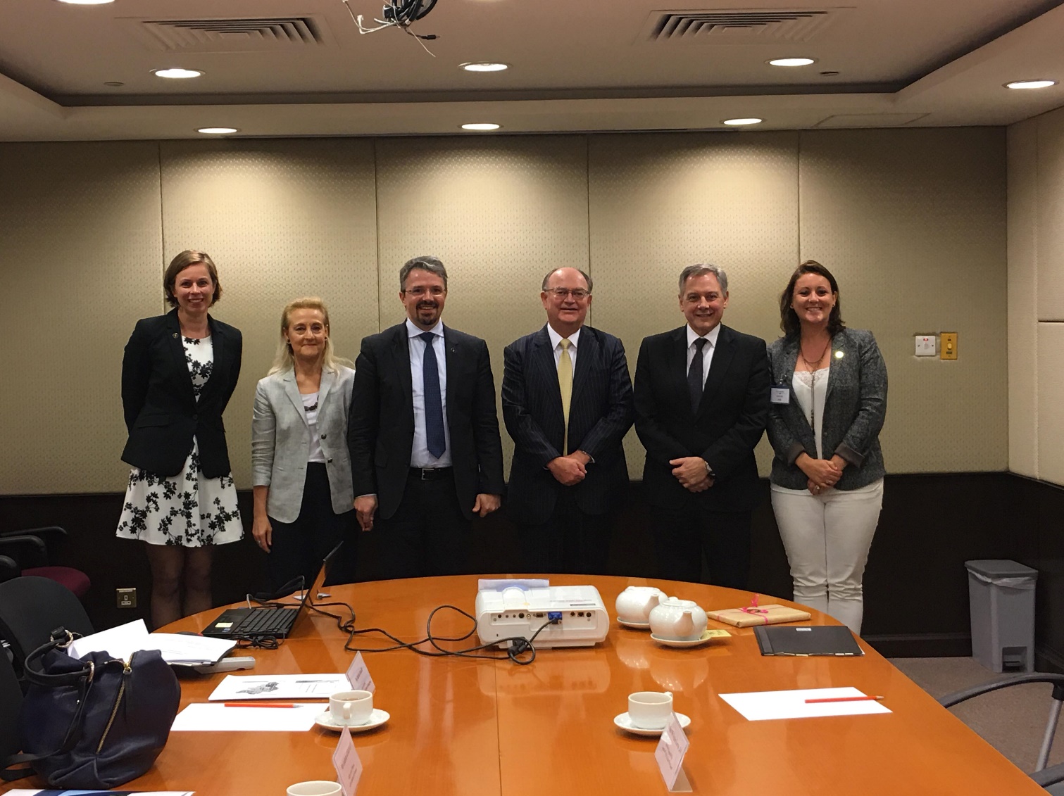 The Hon Mr Justice MCWALTERS, Justice of Appeal of the Court of Appeal of the High Court and the Hon Mr Justice ZERVOS, Justice of Appeal of the Court of Appeal of the High Court, meet with a four-member delegation led by Mr Frédéric VAN LEEUW, Belgian Federal Prosecutor (17 June)